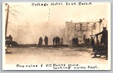 RPPC  Milton Wisconsin  Fire  F.C. Dunns Store  Real Photo Postcard  1914 picture