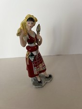 Vista Alegre figurine Girl With Red Dress And Yellow Scarf. Vintage. picture