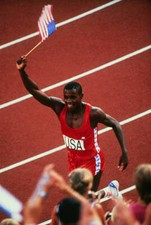 Carl Lewis Of The Usa Does A Lap Of Honor Athletics 1983 W/C Photo picture