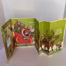 VINTAGE 1980 Large Accordion Style CHILD’ S CHRISTMAS CARD 27” Long AWESOME picture