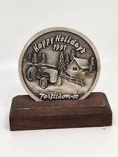 1991 Ferguson 30 Token Happy Holidays Pewter 1992 Calendar With Stand picture