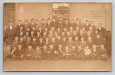 Vintage RPPC School Boys Group Photo Clergy Doucet Photo Milton MA Early 1900s picture