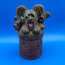 ANRI ITALY WOOD CARVING OF 3 SKYE TERRIER DOGS IN BASKET CIGARETTE BOX 1920s picture