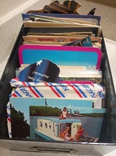 Vintage Treasure Box of Post Cards Not Sorted Comes As Is 1940s And Up picture