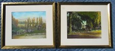 RARE FINE PAIR ANTIQUE HAND TINTED EARLY CALIFORNIA FARM LANDSCAPE PHOTOGRAPH S picture