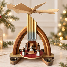Vintage Erzgebirge German Christmas Pyramid Angel Concert Expertic GDR 9