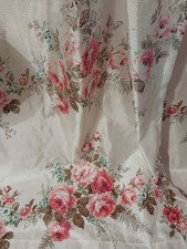 Vintage 1960's White Fiberglass Curtains w/Roses 6- 24