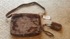 Dennis Basso Faux Brown Fur Bag Purse W/Matching Cell Phone or Cig Holder I2 picture