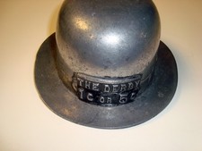 Circa 1930s Derby 1 and 5-Cent Cigars Bowler Hat Cast Iron Ashtray picture