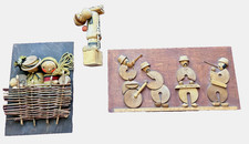 3 Vtg Handcrafted Russian Folk Art Pieces from 1963 Basket Music Instruments picture