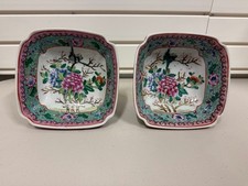 VTG Set Of 2 Hand Painted Macau Porcelain Bowls Famille Rose picture