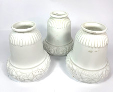 Antique Milk Glass Light Shades Set of 3 Floral Victorian Chandelier Pendant picture