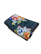 Vintage 1960s Floral Fabric 5.5 yds 60 wide Black Botanical Mod Op/Art MCM Retro picture