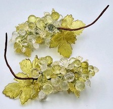 VTG *NWT MCM Faceted Acrylic Beaded Grape Cluster Yellow Green & Clear *Set Of 2 picture