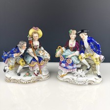 SITZENDORF Antique German Porcelain Set of 2 Romantic Couple Figurines picture