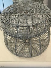 Vintage Farmhouse Wire Egg Basket  Rustic French Country Boho Decor Metal Basket picture