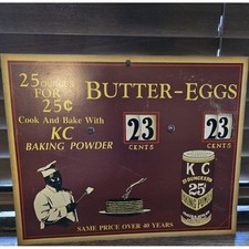 Rare Vintage KC Baking Powder Butter & Eggs Grocery Price Counter Sign picture