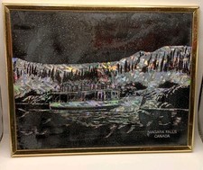 Vtg.80s Niagara Falls Holographic Foil Art Framed Maid of the Mist IV Retro  picture