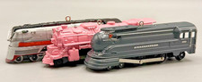 Lot 3 Hallmark Train Ornaments Pennsylvania Torpedo Pink & Silver Locomotives picture