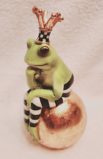 Mackenzie Childs Fergal Frog On Gold Leafed Ball / Courtly Check / Stripe picture