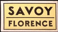 c1940s Savoy Florence ITALY  Luggage Label 2 x 3.75