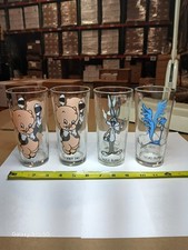 Set Of 4 Vintage 1973 Warner Bros/Pepsi 16oz Brockway Glass Tumblers USA picture