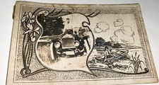 Rare Antique American Man & His Automobile Car Masked Real Photo Postcard RPPC picture