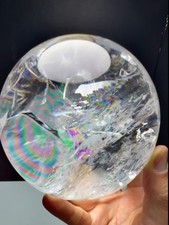 4.3LB Top Natural Clear Quartz Sphere Rainbow Crystal Ball Healing Gift 112mm picture