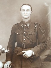 Vintage 1910s WW1 Soldier, Studio Portrait, Uniform Male Physique Photo Portrait picture