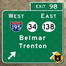 New Jersey parkway exit 98 Belmar Trenton interstate 195 road sign Garden 16x16 picture