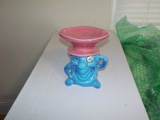 Vintage 1960's Kreiss Psycho Ceramics Blue Winking Figure Ashtray w/ Rhinestone picture