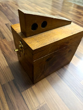 Vintage 1950s - 1970s Rustic Wood Shoe Shine Box w/ Lid Handle Lock BrassLatch picture