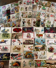 Huge Lot of 400 +++ Holidays Greetings Postcards DAMAGED- SCRAPBOOK CRAFTS picture