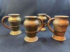 4 Mexican Copper Brass Mugs Hecho En Mexico picture