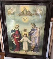 OLD RARE Lithograph Print Holy Family  Jesus Mary Joseph THE LORD HOLY SPIRIT picture