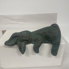 Vintage Solid Brass - Sleeping Bunny Rabbit Shelf Book Sitter Figurine picture