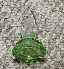 Green Glass Decorative Perfume Bottle w/ Clear Stopper w/ Green Glass Bottle picture