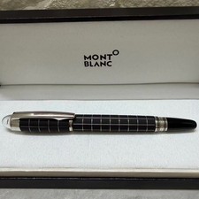Montblanc StarWalker Black Checkered Rollerball Pen Silver Trim W/Box picture