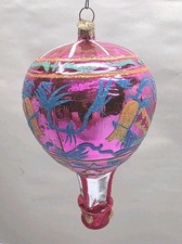 Vintage Christopher Radko Hot Air Balloon Glass Christmas Ornament W/ Box & Tag picture
