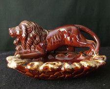 Vintage Large Lion Country Safari Souvenir Glazed Brown Ashtray/Trinket - Japan picture
