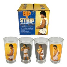 Vintage 1983 Sip N Strip Fantasy Glasses Set 4 Box Nude Men Spencer Gay Interest picture