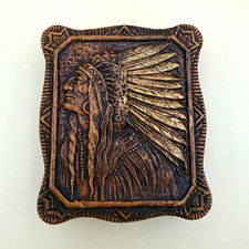 Vintage 1950s Syroco Native American Chief Trinket Box Souvenir Collectible picture