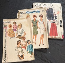 VTG Mixed Lot (3) Simplicity/McCalls Patterns Plus Sizes, Cut/Complete picture