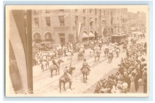 Early Cow Boy Street View Parade Pueblo Colorado CO RPPC Postcard (NK19) picture