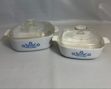 Vintage Corning Ware Blue Cornflower 1 & 2 Qt Casserole Dishes with Glass Lids picture