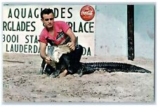 c1950's Bill McLellan Reowned Alligator Wrestler Ft. Lauderdale Florida Postcard picture