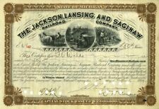 Jackson, Lansing and Saginaw Railroad - Stock Certificate - Railroad Stocks picture