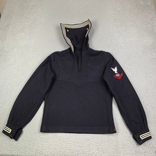 Vintage US Navy WWII Sailor Cracker Jack Uniform Shirt Jumper Mens 40R Blue Wool picture