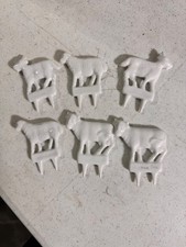 Vintage French White Porcelain Cheese Markers Set of 6 - Farm Animals picture