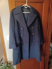 US Air Force Blue Navy Overcoat Wool Trench Coat Size 39R picture